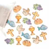 Streudeko Set 18 christliche Symbole Tischdeko aus Holz Produktbild-Vorschau 1