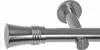 Close-up of a metal curtain rod with a decorative finial and a wall bracket. Produktbild-Vorschau
