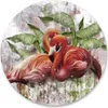 Sticker Kreis FLAMINGOS Blätter Beton Natur Modern Wanddeko Produktbild-Vorschau 1