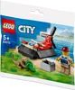 A LEGO City polybag set featuring a hovercraft, a minifigure, a monkey, and a green alligator. Produktbild-Vorschau