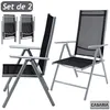2x Chaises de jardin à dossier haut argent aluminium Voir les images du produit 1
