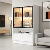 Vysoká vitrína Merax s 16barevným LED osvětlením, moderní Náhled obrázku produktu 5