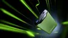 A green power bank is shown floating against a dark background with streaks of green light emanating from behind it. Voir les images du produit