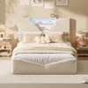 UnboxG Doppelbett 140×200 cm, beige, Samtstoff, mit 4 Produktbild-Vorschau 3