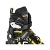A close-up view of a black and yellow inline skate for children. Produktbild-Vorschau