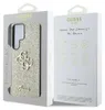 A product packaging for a GUESS phone case, showing the case inside the packaging and the back of the packaging with brand information and icons. Podgląd zdjęcia produktu