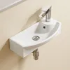 A white wall-mounted sink with a chrome faucet. Produktbild-Vorschau