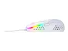 A white gaming mouse with RGB lighting is shown from the side against a white background. Podgląd zdjęcia produktu