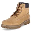 A single camel-colored boot is shown against a white background. Produktbild-Vorschau