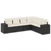 vidaXL 6-tlg. Garten-Sofagarnitur mit Kissen Schwarz Poly Produktbild-Vorschau 1
