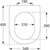 A diagram showing the dimensions of a toilet seat. Náhled obrázku produktu
