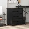 A black filing cabinet with six drawers is shown in a room with a desk and a shelving unit. Anteprima dell’immagine prodotto