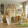 Hochbett 90x200 cm mit Rutsche & Kleiderschrank Kinderbett Produktbild-Vorschau 1