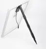 The back of a solar panel with an adjustable ground stake attached. Produktbild-Vorschau
