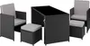 A set of outdoor furniture including two chairs, two ottomans, and a table, arranged on a white background. Voir les images du produit