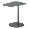 A gray metal side table with a round base and a flat, rounded top. Anteprima dell’immagine prodotto