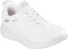 A white Skechers slip-on sneaker is shown from a side angle against a white background. Voir les images du produit