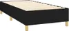 A black upholstered bed frame with wooden slats and legs, shown from a slight diagonal angle. Voir les images du produit