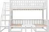 A white bunk bed with stairs and a table. Produktbild-Vorschau
