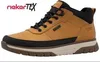 A single brown Rieker boot is shown against a white background. Voir les images du produit