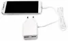 A white smartphone is connected to a white USB adapter with two USB ports via a white cable. Anteprima dell’immagine prodotto