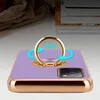 A close-up shot of a purple phone case with a gold ring holder attached, showing a 360-degree rotation graphic. Anteprima dell’immagine prodotto