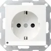 A close-up, front-facing view of a white GIRA SCHUKO electrical outlet with a metal mounting frame. Anteprima dell’immagine prodotto