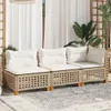 vidaXL Canapé de jardin 3 places avec coussins Beige Poly Voir les images du produit 3