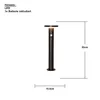 A black solar bollard light with dimensions indicated. Podgląd zdjęcia produktu