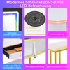 A collage of images showcasing the features of a modern vanity set with LED lighting. Anteprima dell’immagine prodotto
