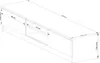 A technical drawing of a TV stand with dimensions. Anteprima dell’immagine prodotto