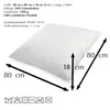 A white pillow with dimensions indicated by arrows and text. Produktbild-Vorschau