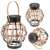 A collage of three solar garden lanterns with a bamboo-like cage and a black top with a solar panel. Produktbild-Vorschau