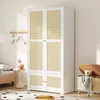 Armoire en rotin blanche 90 x 48 x 180 cm, à deux portes Voir les images du produit 1