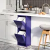 A modern kitchen island with a blue trash sorting cabinet and a stool. Produktbild-Vorschau