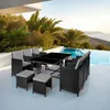 An outdoor patio setting with a dining set next to a swimming pool, overlooking a scenic coastal view. Náhled obrázku produktu