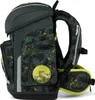 A side view of a green and yellow patterned backpack. Produktbild-Vorschau