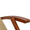 A close-up view of the armrest and fabric of a wooden deck chair. Produktbild-Vorschau