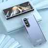 A blue phone case is displayed on a light blue surface with a folded phone in the background. Produktbild-Vorschau