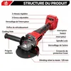 Meuleuse d'angle sans fil, 700 W, avec 2 batteries et Voir les images du produit 5