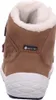 The back view of a brown winter boot with a white sole and white fur lining. Podgląd zdjęcia produktu