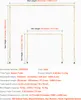 Diagram showing the dimensions of a gold-colored square tube frame. Voir les images du produit