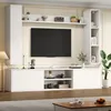 A white TV entertainment unit with a large black TV mounted on the wall above it, set in a living room environment. Anteprima dell’immagine prodotto