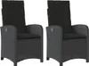 vidaXL Gartensessel mit Kissen 2 Stk. Verstellbar Schwarz Produktbild-Vorschau 1