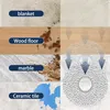 A collage showing different floor surfaces with dirt and a cleaning mop head, illustrating the product's versatility. Produktbild-Vorschau