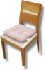 A wooden chair with a beige seat cushion and a pink tufted seat cushion on top. Anteprima dell’immagine prodotto