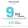 Marketing image showing the battery life and charging speed of a stylus pen. Produktbild-Vorschau