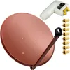 PremiumX SAT Anlage 100cm Antenne Stahl Ziegelrot Quad LNB Produktbild-Vorschau 1