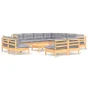 vidaXL 12 tlg. Garten Lounge Set mit Grauen Kissen Produktbild-Vorschau 3