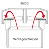 Diagram showing a closed valve with red arrows indicating airflow. Náhľad obrázku produktu